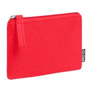 Porte-monnaie zippé en polyester 600D RPET - Labélisé RPET - Couleur rouge - 13g_1