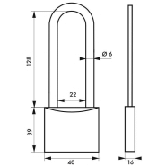 Cadenas à clé Mach 3 - 40 mm anse haute - Laiton nickelé et inoxydable - Haute sûreté - THIRARD_1