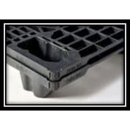 Palette légère en plastique 1200 x 1000 mm - BL 107 PG - plateau ajouré ou plein, 9 pieds emboitables_1