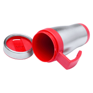Mug thermo - double paroi en acier inoxydable - 450 ml - finition plastique colorée avec poignée_1
