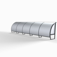 Abri de touche tout aluminium - 15 joueurs - Hauteur 1.6m - Banc et protections en tôle aluminium_1
