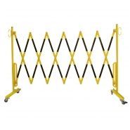 Barrières droites extensibles 3,6m - acier plat jaune-noir - barrière de sécurité à roulettes_1
