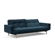 Canapé convertible Splitback Stem avec accoudoirs - pieds obus chêne naturel - tissu Argus Navy Blue - couchage 115x210 cm_1