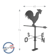 Girouette coq anthracite - 45x74cm - acier époxy_1