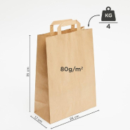 Sac kraft lisse poignées plates brun 26x12x35 cm - par 50_1
