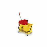 Chariot de lavage spider jaune 2x8l avec roues+presse a plat avec fond rouge (0707930/c)_1