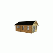 Chalet en bois plain-pied Toronto - madrier 70 mm - 36,62 m² - toit double pente - 3 pièces avec terrasse et fenêtres double vitrage_1