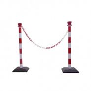 Leo12125 - Barrière à chaîne Disset Odiseo - 6 balises, chaîne 10 m, rouge et blanche_1