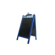 Stop trottoirs - Cadre bois bleu mer avec ardoises amovibles et bandeaux Poissonnerie - Interface PLV_1