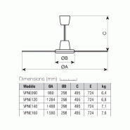 Ventilateur plafonnier d'intérieur noir 120 cm - Vortice - VPNEN120_1