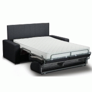 Canapé convertible 2-3 places Normandie - CanapExpress - Matelas Memory 22 cm - Sommier à lattes - Tête de lit intégrée - Polyuréthane noir_1