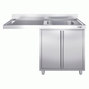 Plonge Inox 1 bac sur placard avec passage lave-vaisselle - P 700 - GGM - 1400 mm bac à droite_1