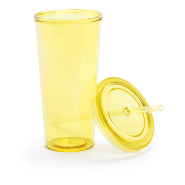 Mug en plastique transparent - 750 ml - avec couvercle et paille colorés_1