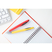 Stylo à bille en plastique - embout chromé - encre bleue - couleur rouge_1