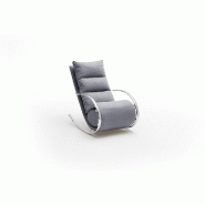Fauteuil relax YANIS - tissu gris avec pouf indépendant et structure métal_1