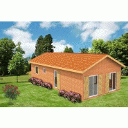 Maison à ossature bois plain-pied teck / en kit / surface habitable 89.40 m² / surface brute 104.39 m² / toit double pente