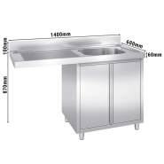 Plonge avec passage lave-vaisselle 140 x 60cm et placard - cuve à droite l50 x p40 x h25 cm_1