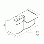 Banque d'accueil compacte WAVE avec plateau bas - MDD - 157, Droite, Beige mat_1