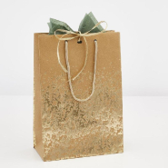 Sac papier kraft décor or poignées corde or eillet ferm. 35x13x33cm - par 12_1