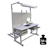 Table de travail ergonomique avec hauteur fixe - Structure DPAL - Largeur modulable et peinture époxy ESD_1