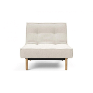 Innovation Living - Fauteuil-lit convertible Splitback Stem 90x115 cm - Pieds obus chêne naturel - Tissu bouclé Off White_1