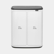 Poubelle Bo Touch Bin Brabantia 2 x 30 litres - Blanc - Idéale pour trier les déchets_1