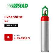 Hydrogène ultra-pur 6.0 SIAD - 99,9999% - pour semi-conducteurs, épitaxie et CVD