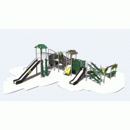 Structure de jeux combinées - Amazone 2 tours - AMA21205I - Créa Equipements - pour enfants de 2 à 8 ans, avec toboggan, mur d'escalade et passerelle_1