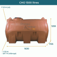 Cuve 1500l Aérienne De Récupération D'eau - Réservoir Horizontal Terracotta - Elbi Cho1500_1