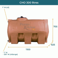 Cuve 300l Aérienne De Récupération D'eau - Réservoir Horizontal Terracotta - Elbi Cho300_1