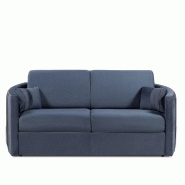 Canapé convertible express Capri - couchage 140x197 cm - matelas 16 cm - accoudoirs stylisés - velours bleu nuit_1