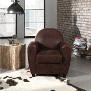Fauteuil Club Buffalo en microfibre vintage marron - style rétro et confort exceptionnel_1