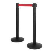 Poteau d'accueil avec corde rétractable rouge de 190cm - par 2_1