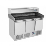 Table de préparation à pizza 3 portes sans saladette - Plan de travail en granit - Réf ESL3852GR_1