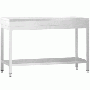 Table inox de découpe avec plan blanc - Profondeur 600 mm | Ggm - 1200_1