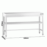 Table Inox de Travail Centrale Premium avec Etagère et Renfort - Profondeur 800 mm - 1500_1