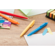 Stylo à bille coloré en plastique - Encre bleue - Couleur bleu clair - Poids 7g_1