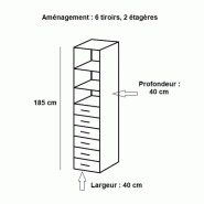 COLONNE DE RANGEMENT LUND 6 TIROIRS CHÊNE NATUREL 40 X 40 CM PROFONDEUR_1