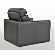 Fauteuil pivotant Lagondo - Velours gris - Grand confort et design élégant - Fabrication italienne_1
