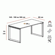 Bureau droit individuel Star - Mobel Linea - 140, Alu, Acacia foncé, Oui_1