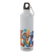Gourde de sport en aluminium - 750 ml avec mousqueton - Couleur blanc_1