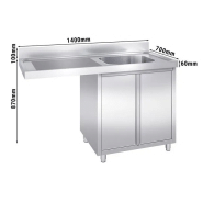 Plonge avec passage lave-vaisselle 140 x 70cm et placard - cuve à droite l60 x p50 x h30 cm_1