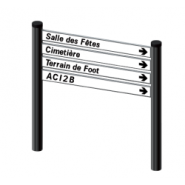 Signalétique bi-mâts directionnelle WP Signalisation - aluminium anodisé naturel Ø 90 mm_1