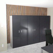 Armoire haute 197 cm avec portes battantes - Mobel Linea - 100, Gris anthracite_1