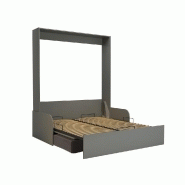 Armoire lit escamotable DYNAMO SOFA - accoudoirs - structure gris mat - canapé gris - couchage 160x200 cm_1