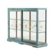 Meuble présentoir - Francisco Segarra - vitrine bleue antique avec sérigraphie - 128x37xH89cm_1