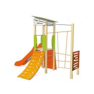 3723 - Ma Cabane, structure pour aire de jeux - Transalp - 1 tour filet avec toboggan, pont levis et mur d'escalade_1