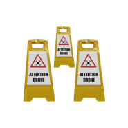 Chevalet de signalisation 'DRONE' (fond blanc) - Lot de 3 - Référence : BCS-YELLOW-DRONE-BX3_1