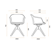 Fauteuil MIZA - Pied en bois de hêtre - Polypropylène blanc - Assise tapissée noire - Référence 8018 FR110_1
