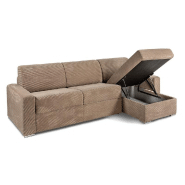 Canapé d'angle convertible EXPRESS DREAMER - sommier à lattes 160 cm - matelas 16 cm - velours côtelé caramel_1